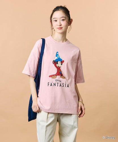 DISNEY/《迪士尼》 ファンタジア（幻想曲） ミッキーマウス 圓領印花T恤