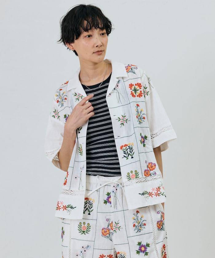 拼接花刺繡設計 襯衫