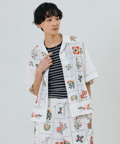 拼接花刺繡設計 襯衫