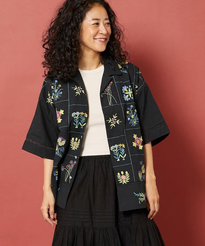 拼接花刺繡設計 襯衫