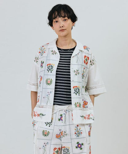 拼接花刺繡設計 襯衫