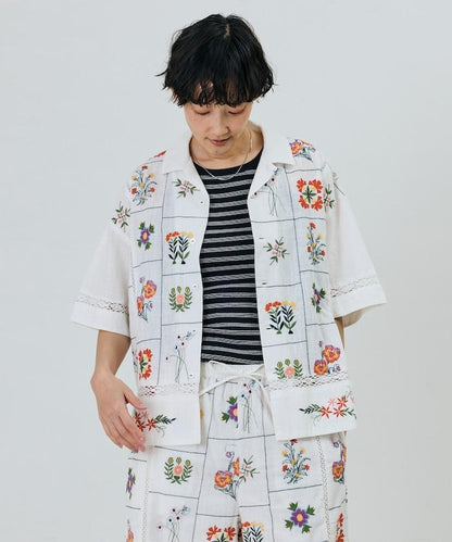 拼接花刺繡設計 襯衫