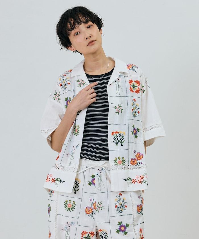 拼接花刺繡設計 襯衫