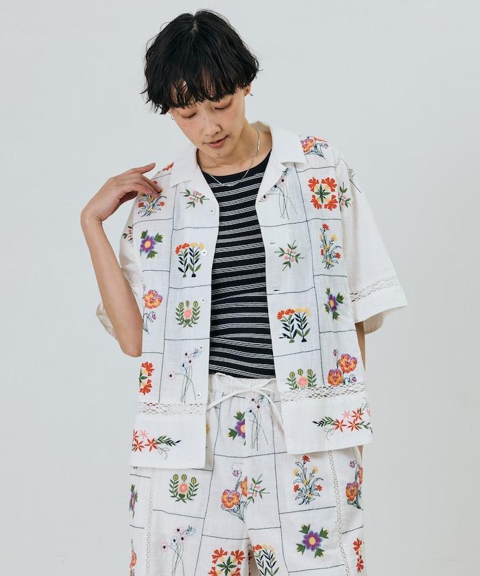 拼接花刺繡設計 襯衫