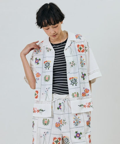 拼接花刺繡設計 襯衫