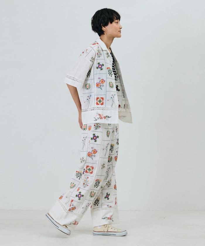 拼接花刺繡設計 襯衫
