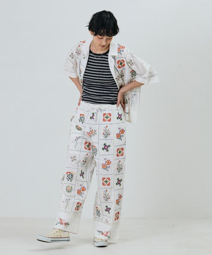 拼接花刺繡設計 襯衫