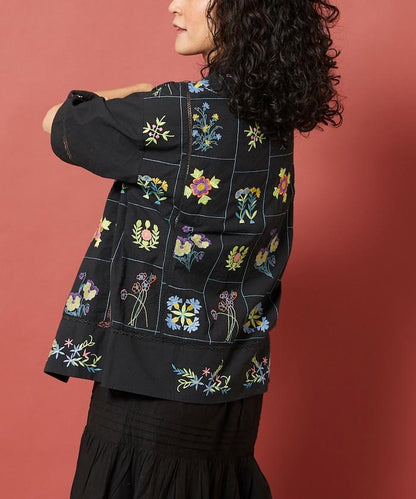 拼接花刺繡設計 襯衫