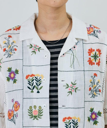 拼接花刺繡設計 襯衫