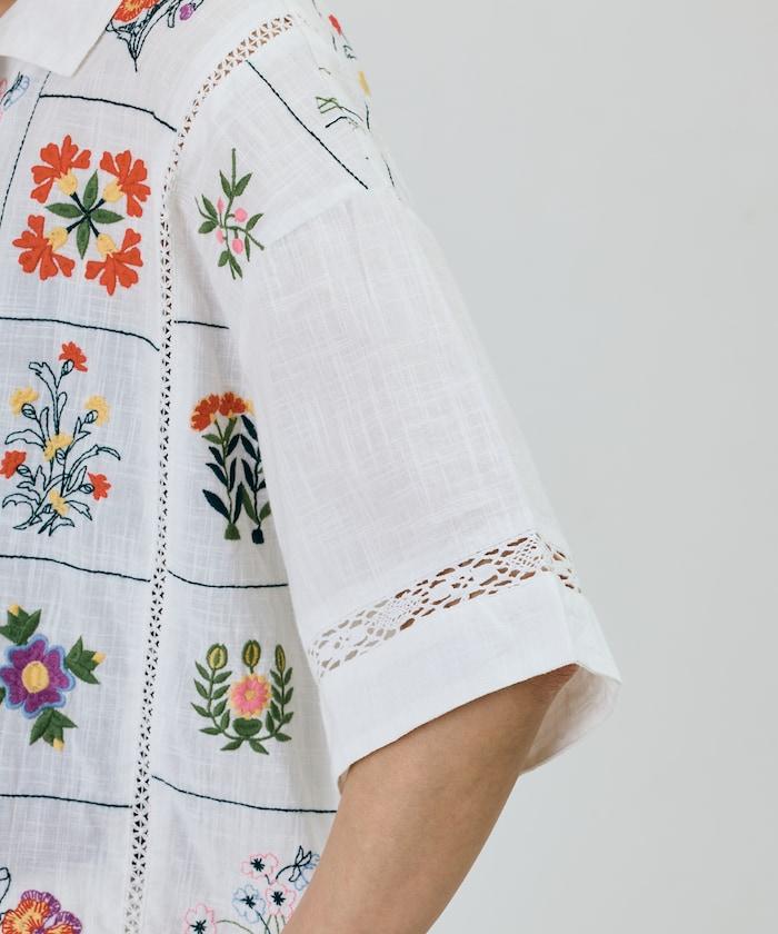 拼接花刺繡設計 襯衫
