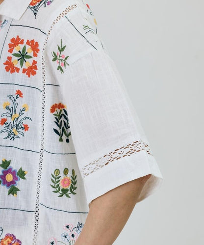 拼接花刺繡設計 襯衫