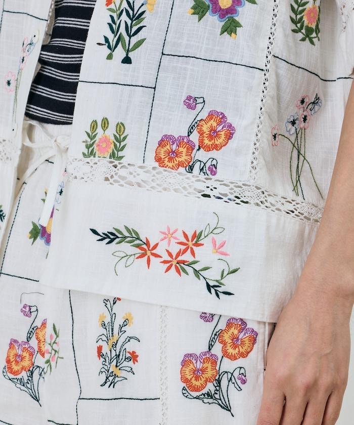 拼接花刺繡設計 襯衫