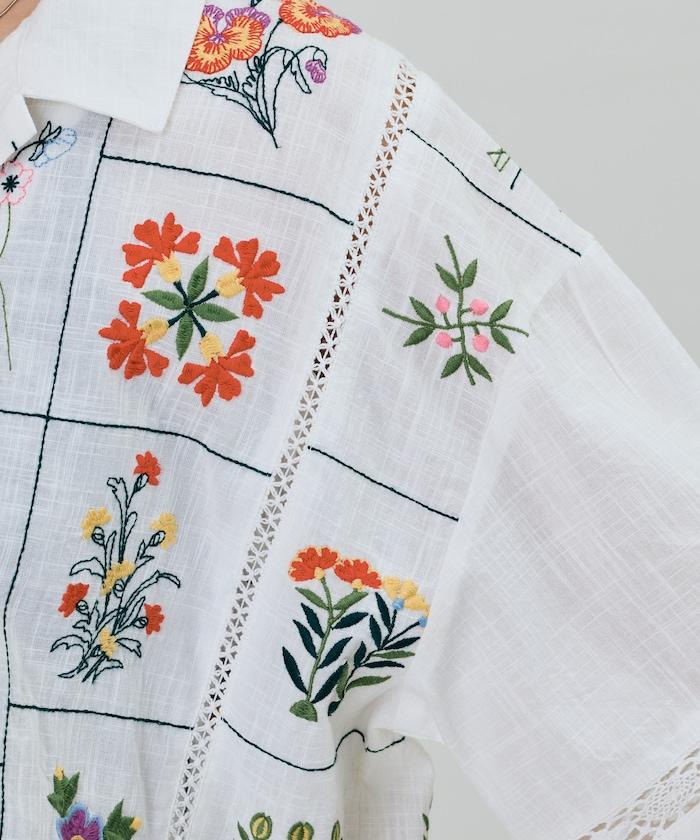 拼接花刺繡設計 襯衫