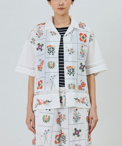 拼接花刺繡設計 襯衫
