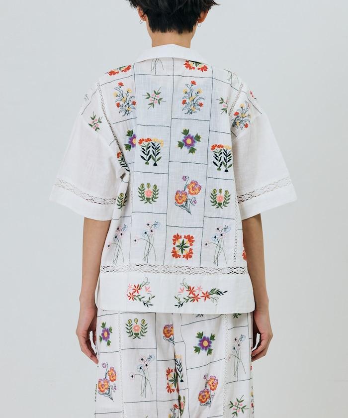 拼接花刺繡設計 襯衫