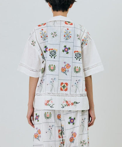 拼接花刺繡設計 襯衫