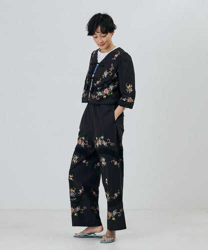 印度風花卉十字刺繡 蕾絲 短款披肩
