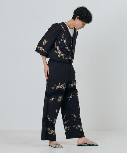 印度風花卉十字刺繡 蕾絲 短款披肩