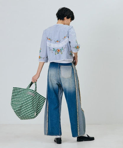 印度風花卉十字刺繡 蕾絲 短款披肩