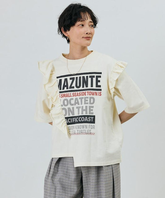 荷葉邊改造風印花T恤