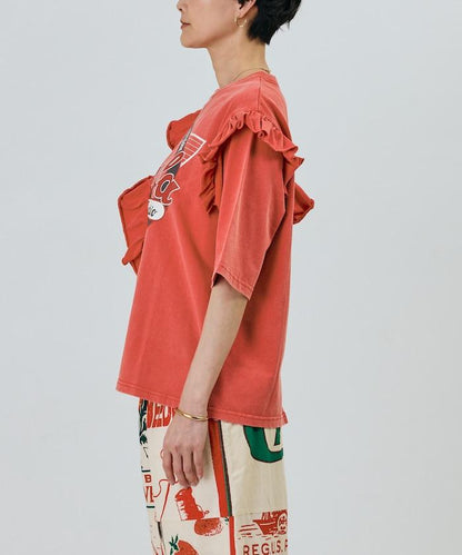 荷葉邊改造風印花T恤