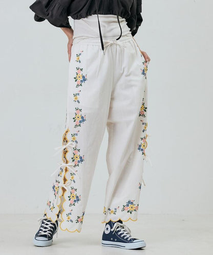 印度風 鏤空花邊 花刺繡 褲子