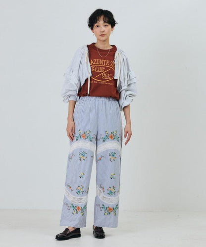 印度風花卉十字刺繡蕾絲 褲子