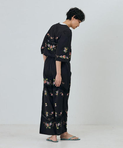 印度風花卉十字刺繡蕾絲 褲子