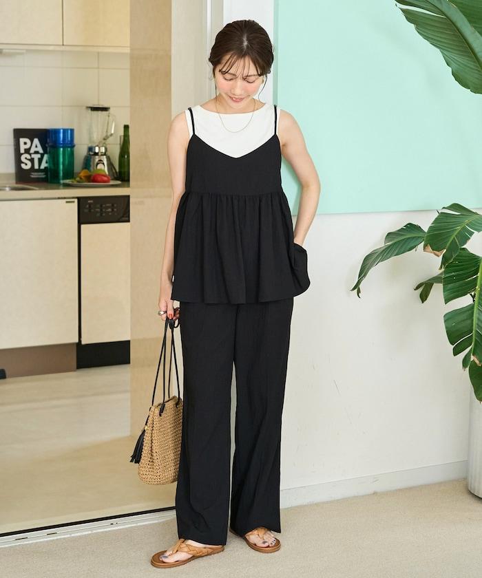 尼龍皺感 吊帶上衣褲子 套裝