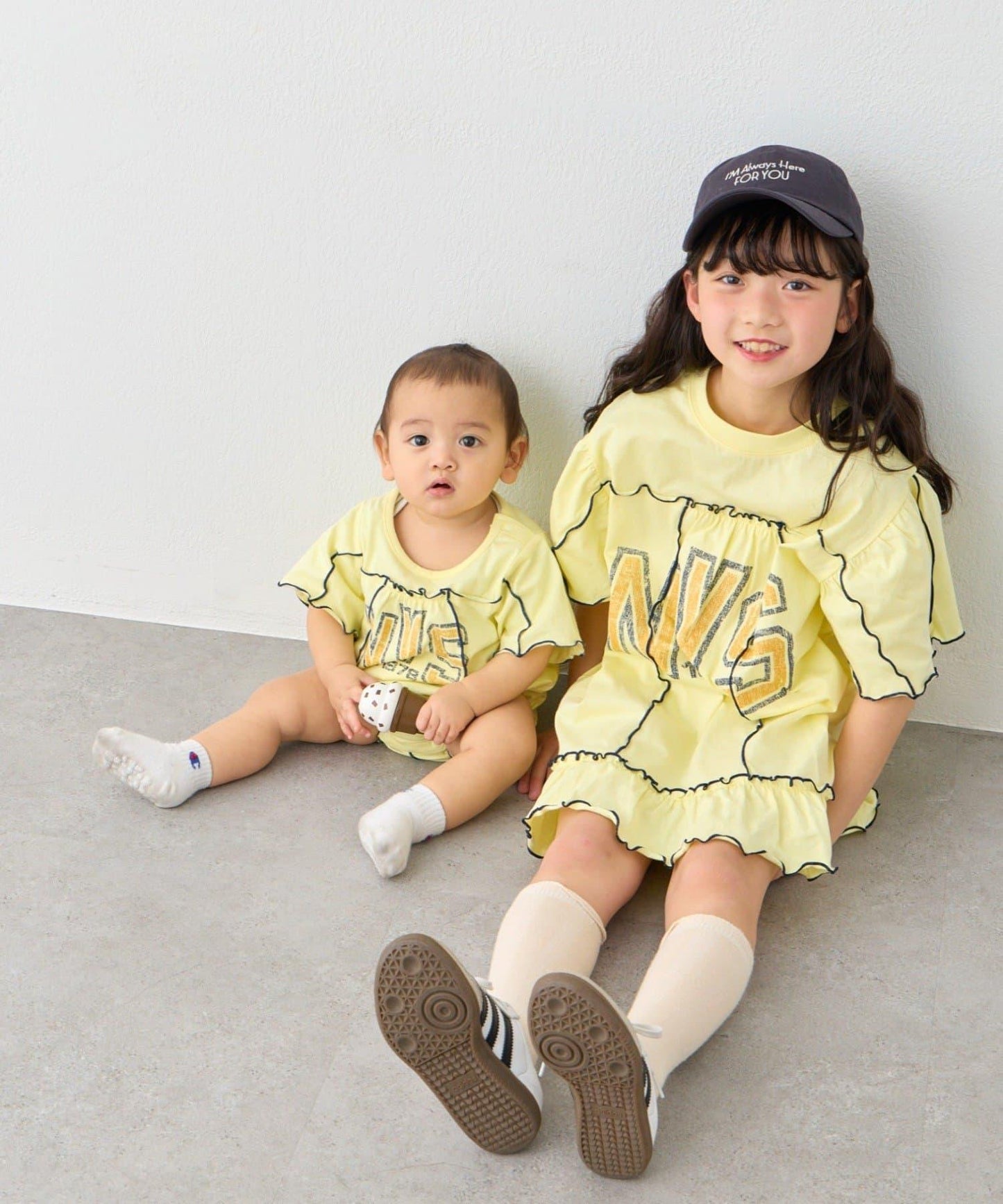 荷葉邊拼接 logo 短袖連體哈衣