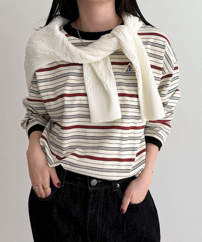 GEVACO/ゲバコ 條紋平紋基礎款長袖T恤