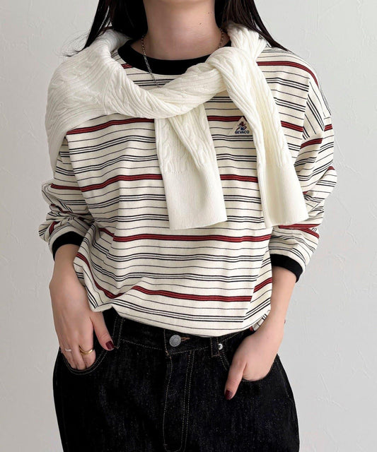GEVACO/ゲバコ 條紋平紋基礎款長袖T恤