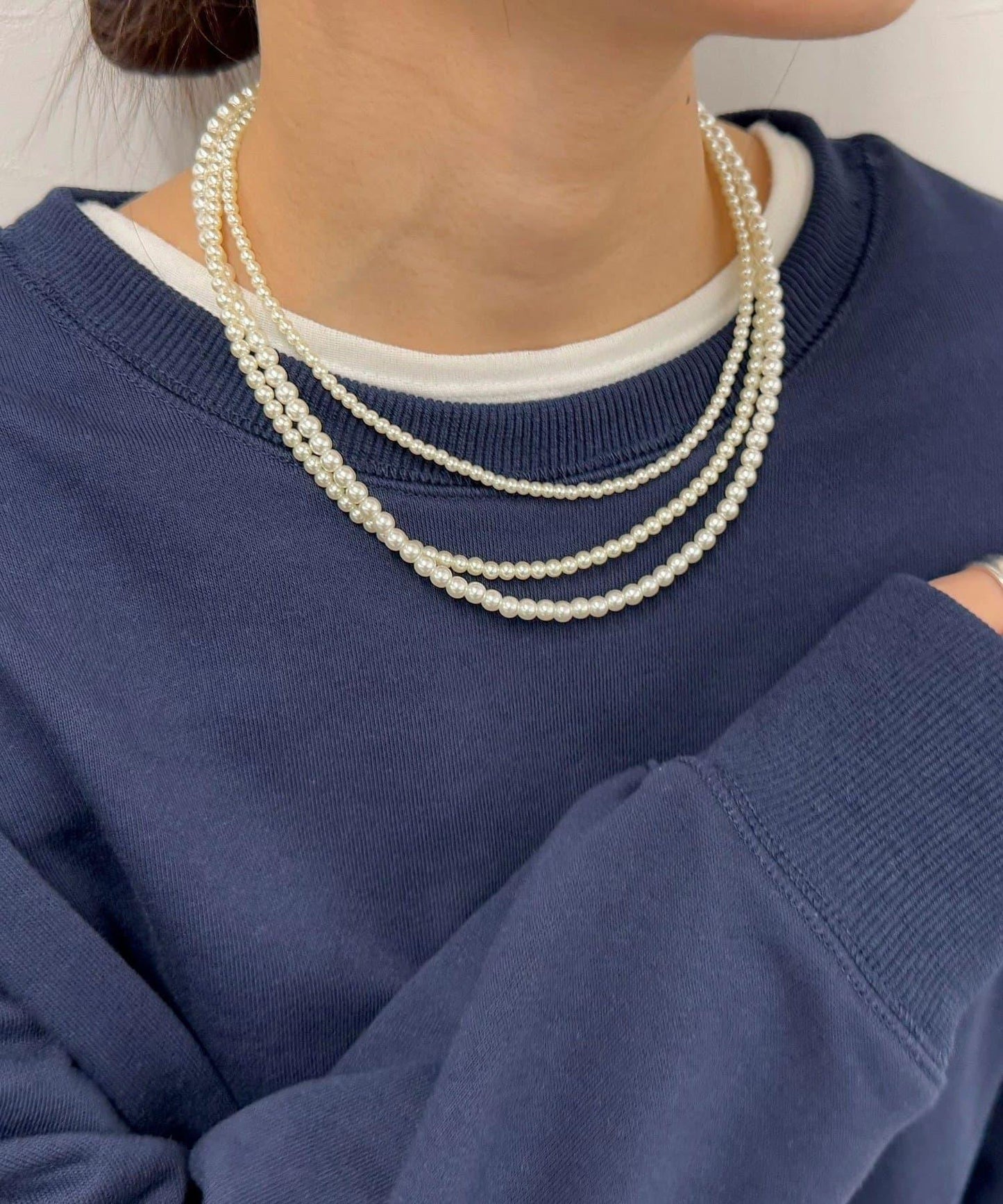 珍珠三連短款項鍊