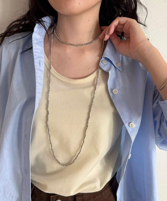 小珠串 多彩T字扣 項鍊