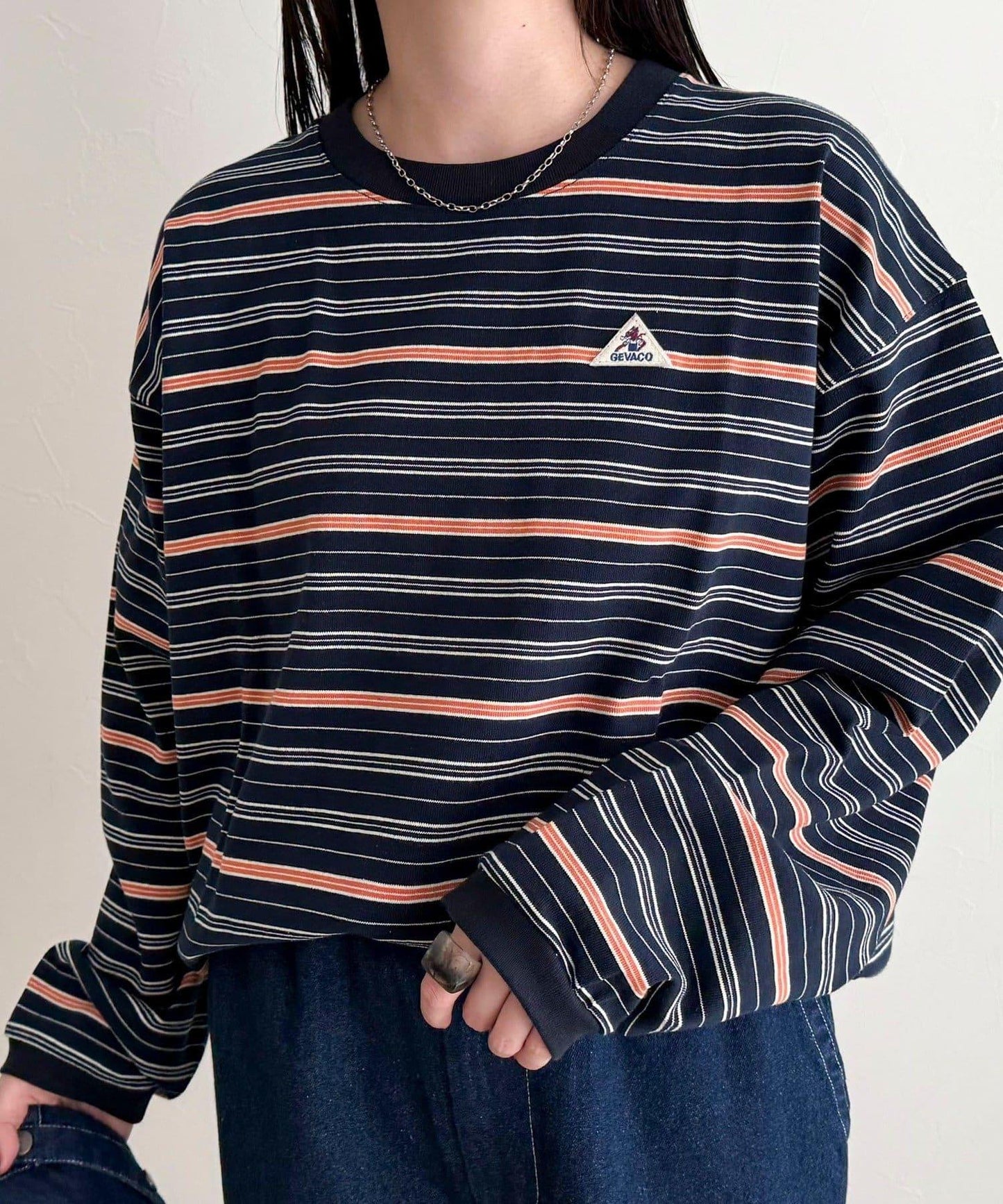 GEVACO/ゲバコ 條紋平紋基礎款長袖T恤