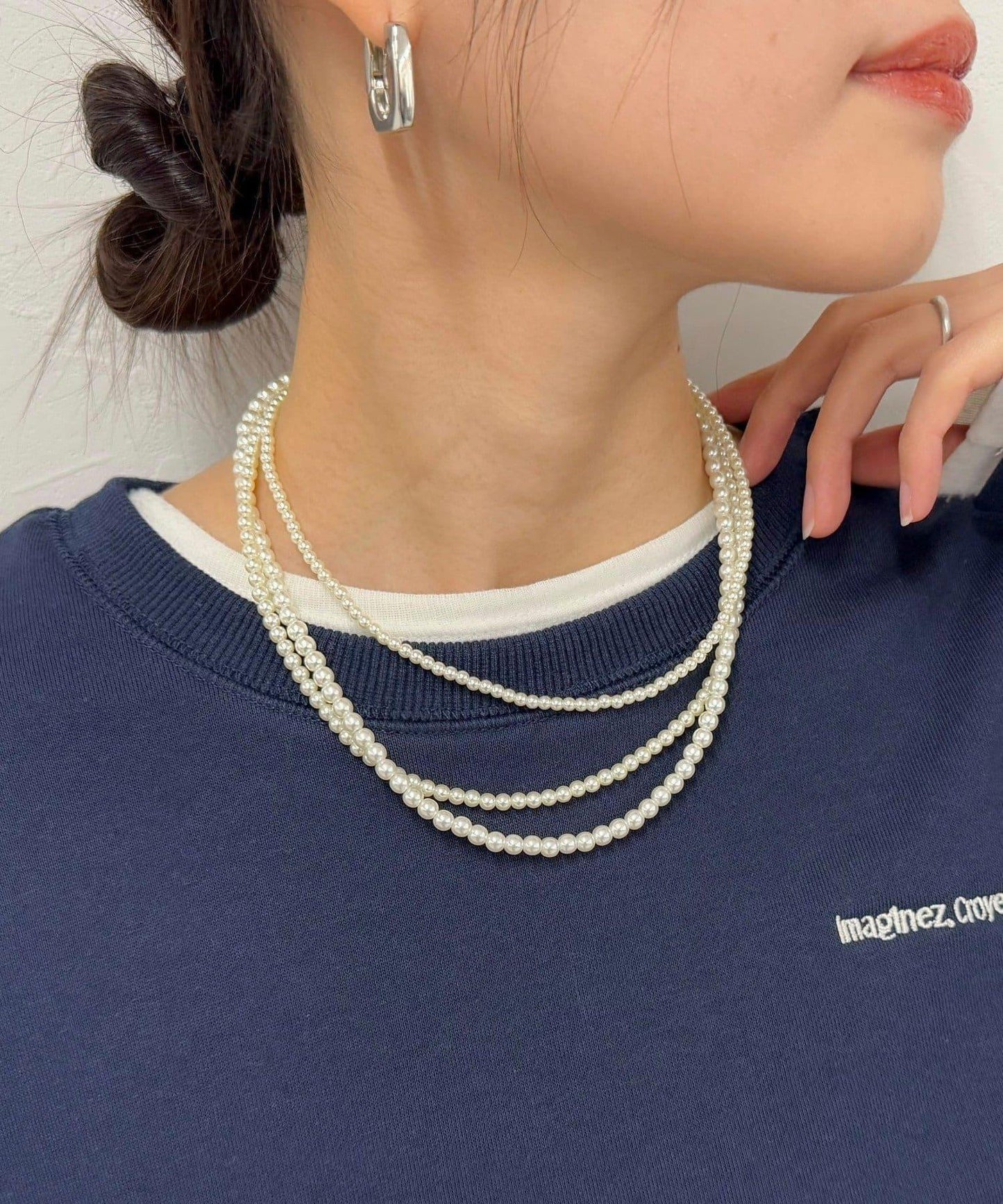 珍珠三連短款項鍊