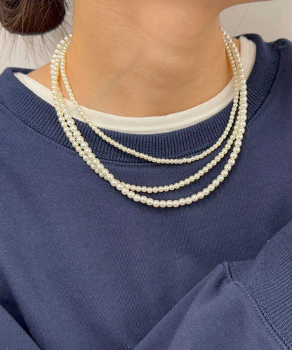 珍珠三連短款項鍊