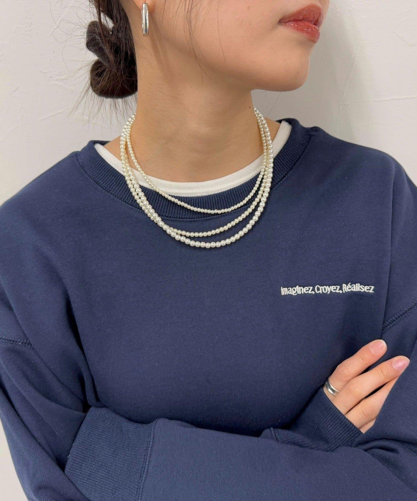 珍珠三連短款項鍊