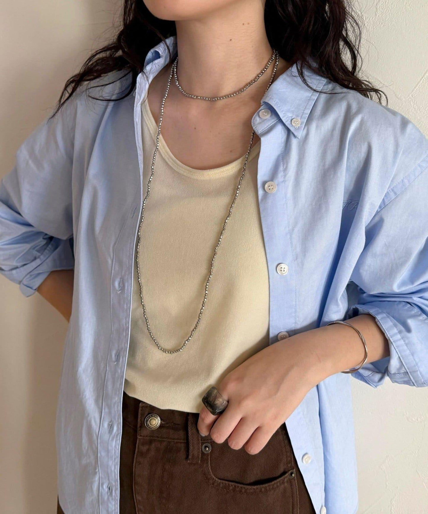 小珠串 多彩T字扣 項鍊
