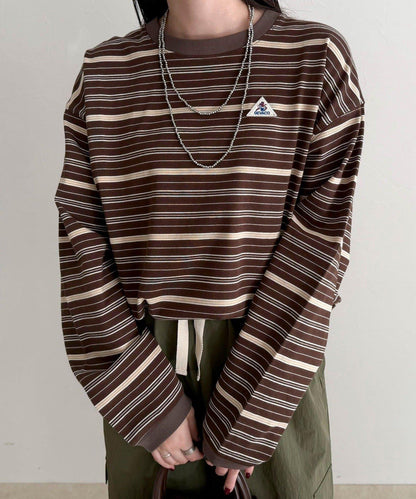 GEVACO/ゲバコ 條紋平紋基礎款長袖T恤