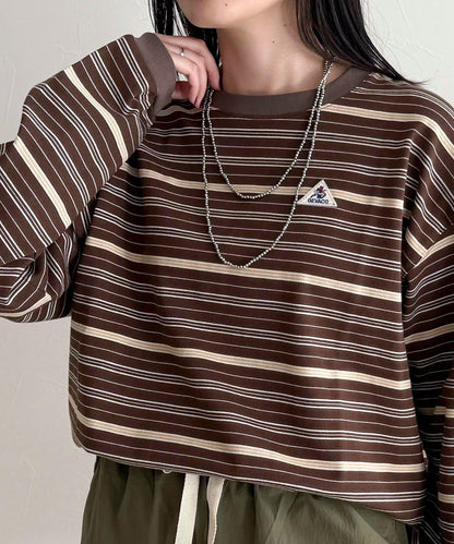 GEVACO/ゲバコ 條紋平紋基礎款長袖T恤
