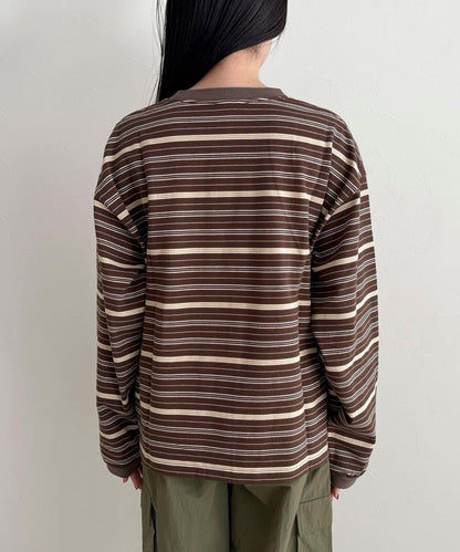 GEVACO/ゲバコ 條紋平紋基礎款長袖T恤
