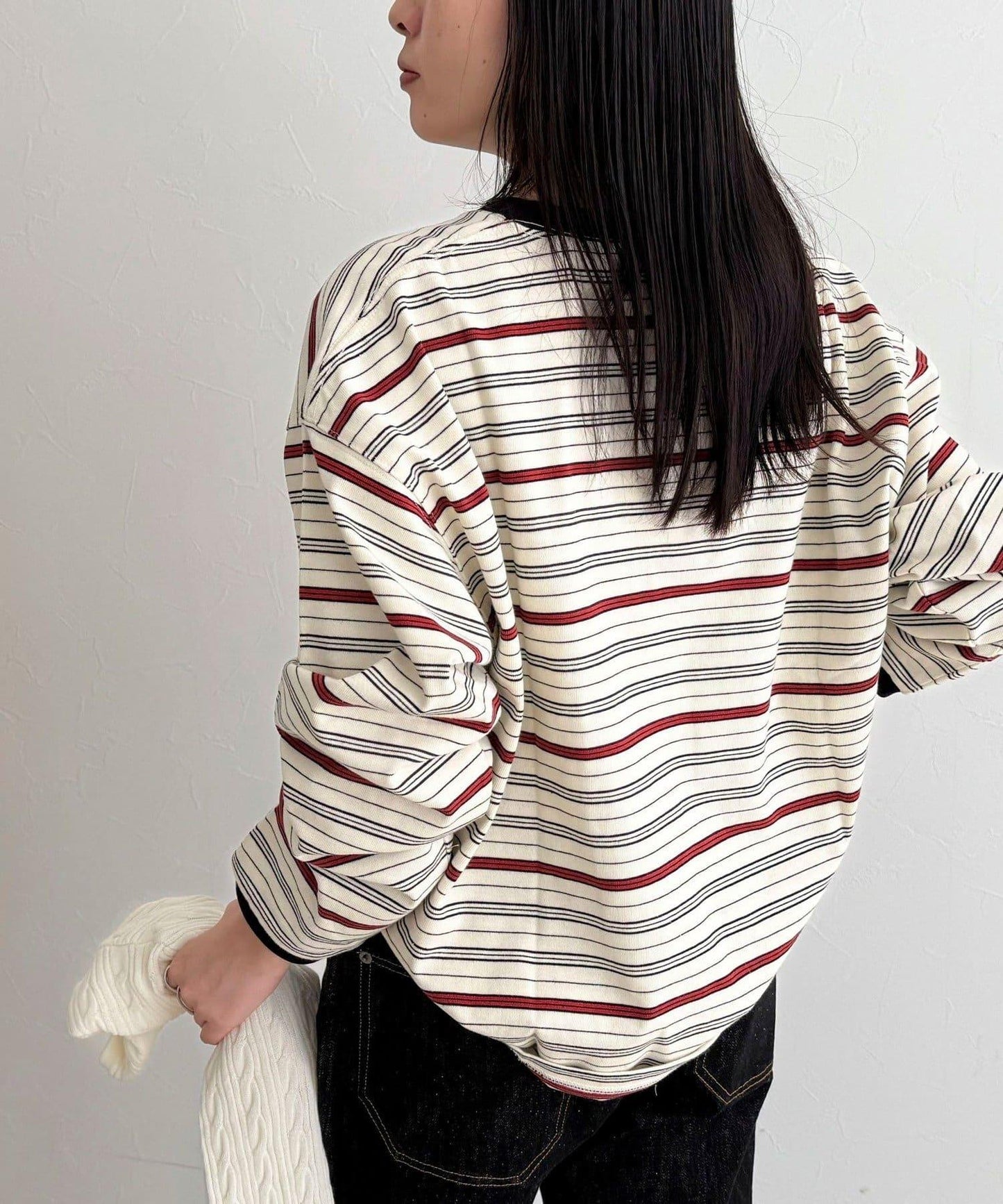 GEVACO/ゲバコ 條紋平紋基礎款長袖T恤