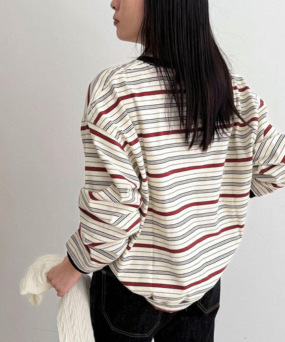 GEVACO/ゲバコ 條紋平紋基礎款長袖T恤