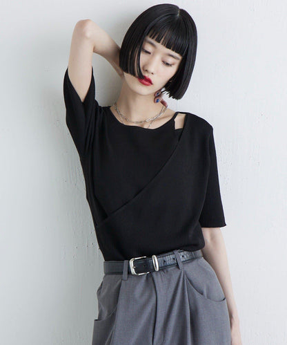 層次感短袖針織套頭衫