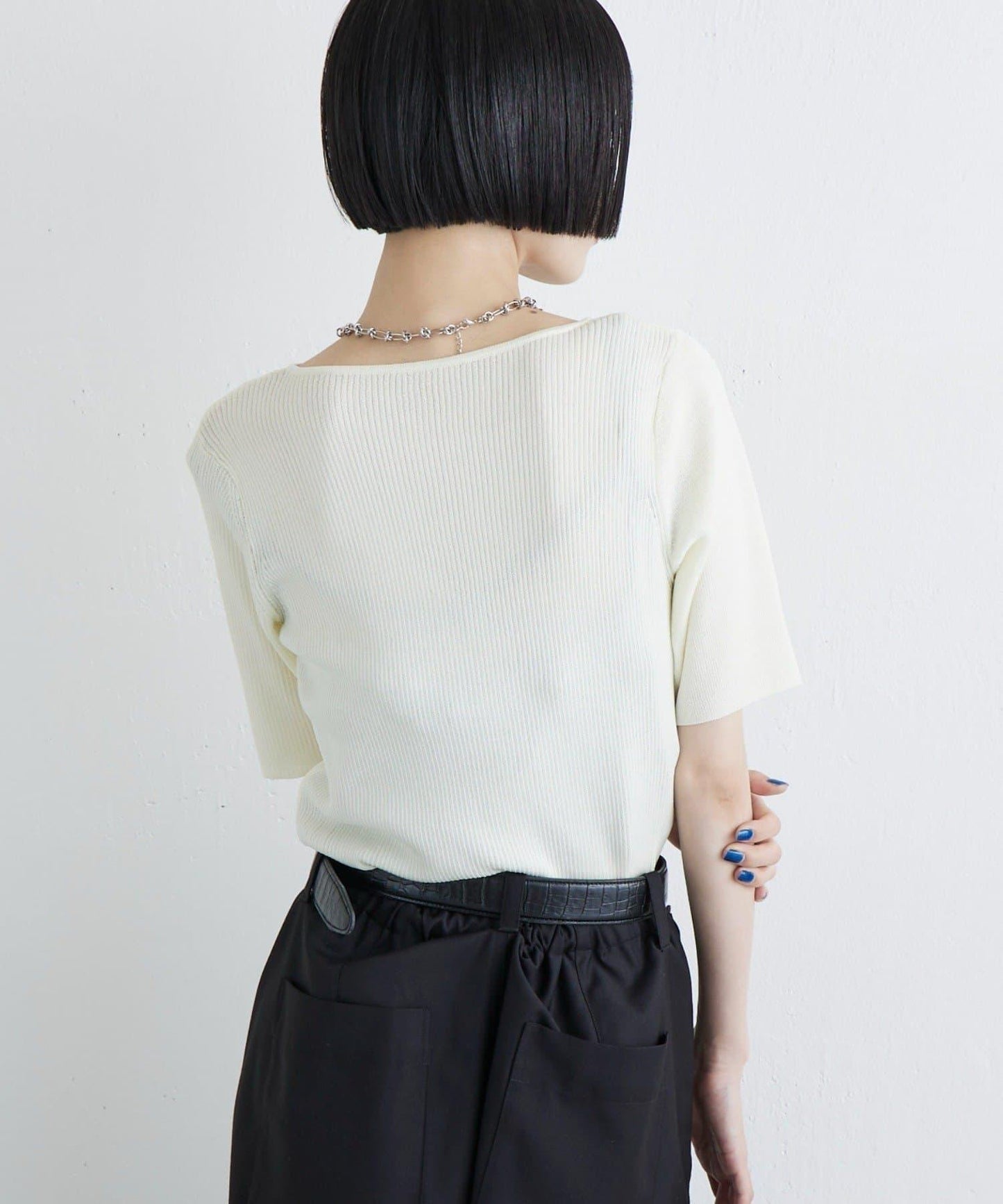 層次感短袖針織套頭衫