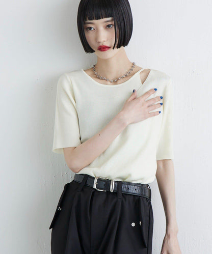 層次感短袖針織套頭衫