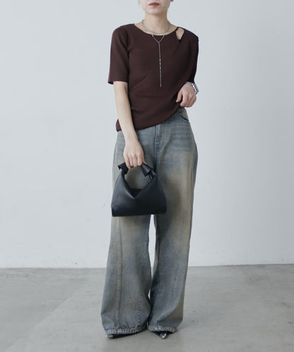 層次感短袖針織套頭衫