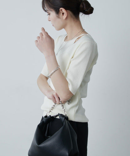 層次感短袖針織套頭衫