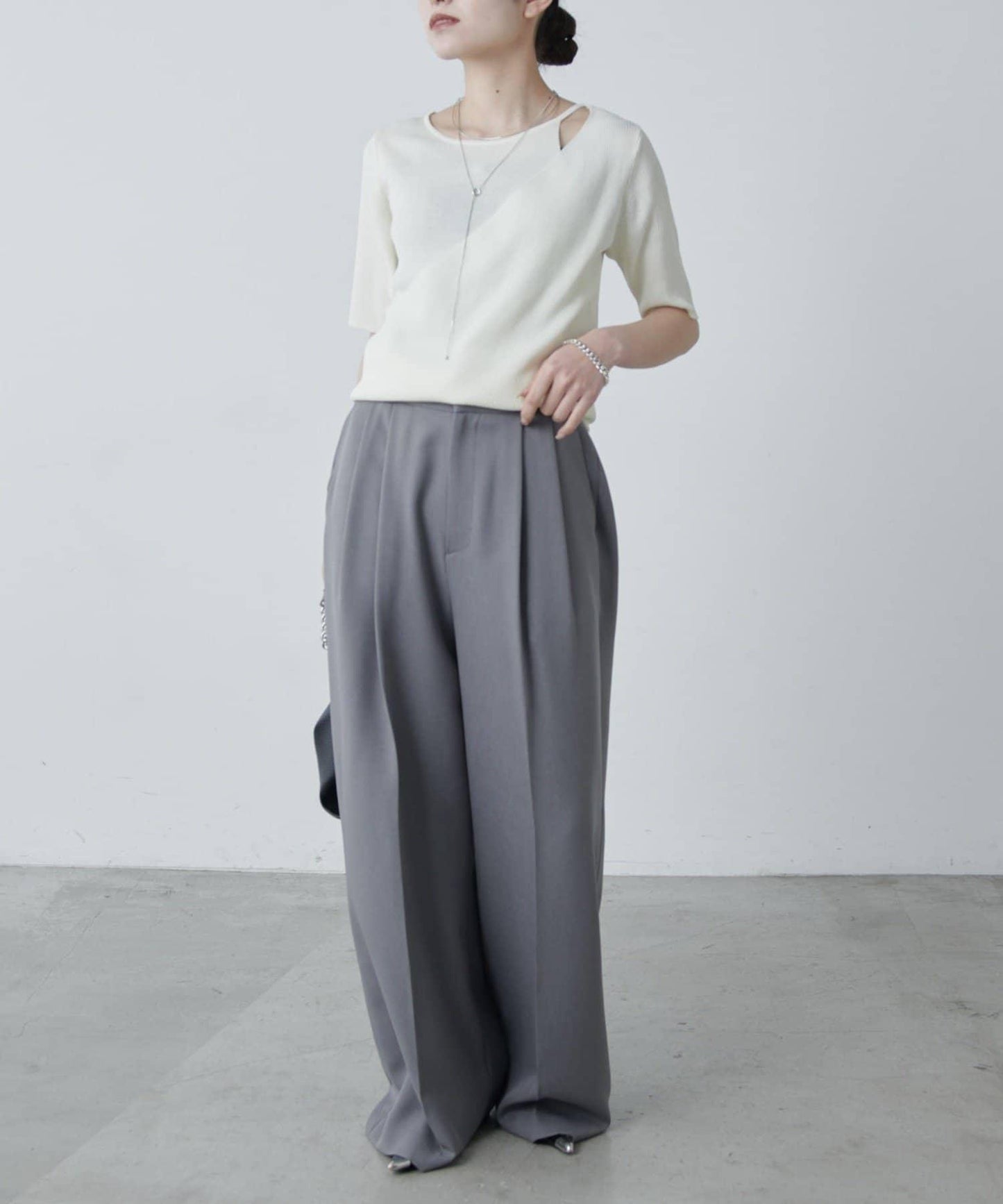 層次感短袖針織套頭衫